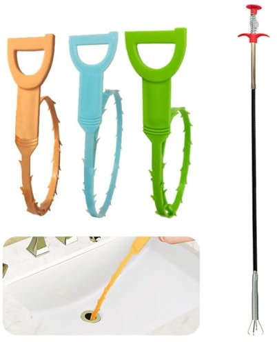 4 Stück Abflussspirale Spülbecken Reinigungshaken Abflussschlange Abflussreiniger Spirale Rohrreinigungsbürste Reinigungsspirale Abfluss Haar Clog Tool für Waschbecken Badewanne Abwasserkanäle