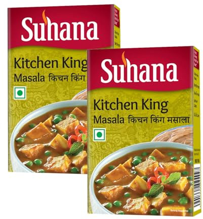 Suhana Spices Mix Powder (Box) - Curry Masala Recipe Mixes Casserole Seasoning Herbs - Simplifies & Speeds Up Cooking Process (Pack of 2, Suhana Kitchen King Masala 100g Box)