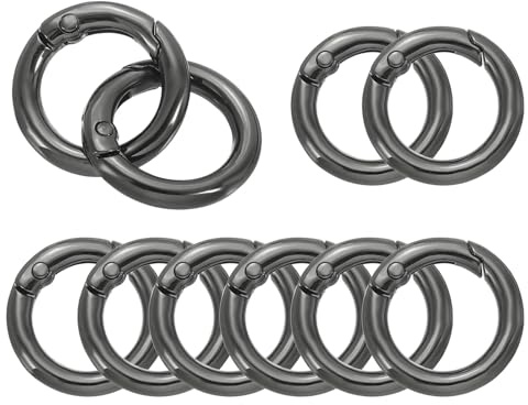 PATIKIL 40mm OD Anillos de Resorte, 10Pcs Anillos de Resorte de Metal Redondos con Cierre de Clip de Gatillo, Ganchos de Llavero de Resorte para Hacer Bolsos de Mano, Color Negro