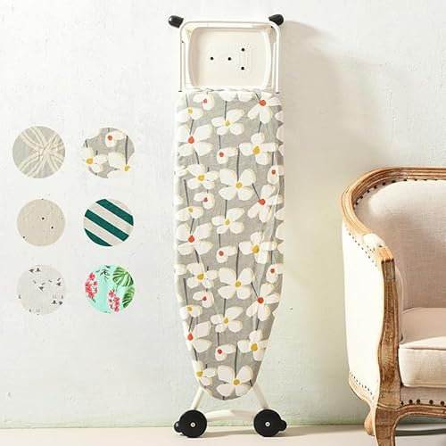 GSKFXJ Copriasse Ferro da Stiro Universale 110x33cm 120x40cm Cotone Copriasse da Stiro per Assi da Stiro con Imbottitura Regolabile Copriasse da Stiro, Facile da Installare(White Flowers,110x33cm)