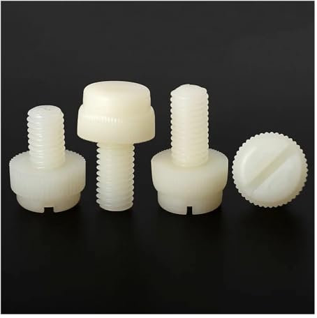 Cilky Vis à métal Lot de 10 vis moletées isolées en Plastique et Nylon Blanc M3 M4 M5 M6 à tête Fendue, réglables sans Outil, à Serrage Manuel(20mm,M4)