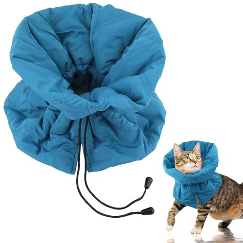 Elisabethanisches Halsband, Halsband nach Operationen, Halskrause Katze Schutz, Einstellbares Weiches Katzen Halskrause, für Katzen Kätzchen Verhindert das Lecken von Wunden (Blau, M)