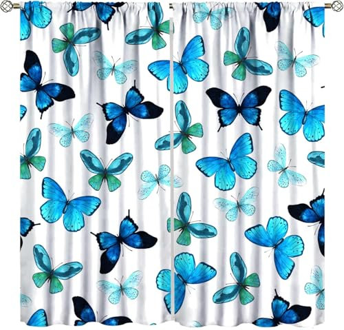 Vorhang, Kinderzimmer, 3D Blumentier Schmetterling 150X166 cm (B + H) Kindervorhänge Mit Ösen, Polyestervorhänge, Wärmeschutzvorhang, Blickdichter Vorhang Mit Ösen, Kindervorhänge Für Wohnz-282080541