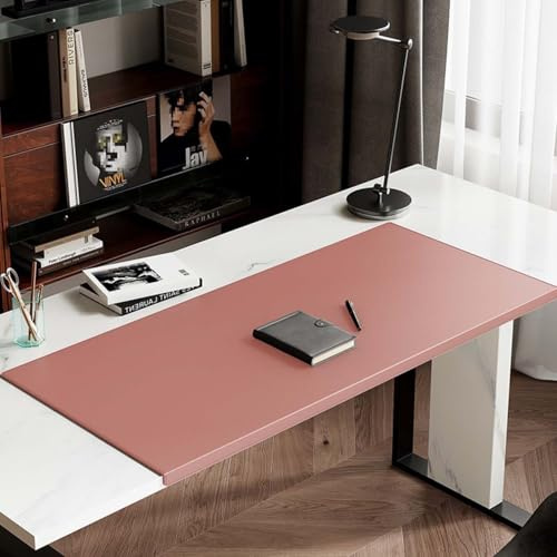 Kantskydd musmatta skrivbordsmatta, vattentät repfri PU-läder skrivdyna skrivbordsunderlägg för kontor hem, skrivbord laptop skrivbordsskydd matta (40 x 80 cm, rosa)