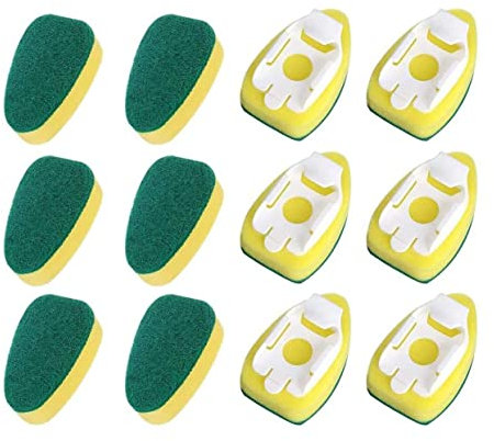 Losueeun Heavy Duty Dish Wand Brush Sponge Refills Replacement Heads for Kitchen Sink Pot Cleaning Dish Sponge (12 Pieces)