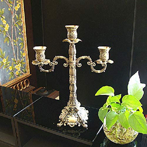 Kerzenständer, 3-armiger Kerzenhalter, Vintage-Bronze, Höhe 39 cm, Kandelaber füenhalter, Vintage-Bronze, Höhe 39 cm, Kandelaber für Hochzeiten, Kandelaber-Kerzenständer, Silber, Höhe: 39 cm