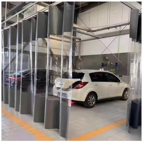 Tenda divisoria trasparente resistente in vinile impermeabile con occhielli in metallo, ideale per fabbriche e magazzini di autolavaggio (3,5 x 3 m)