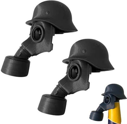 Soldat Salut Bierflasche Helm, Lustiger Salute-Soldaten-Bierhelm, Bierflaschenhelm mit Soldatengruß, Wiederverwendbar Flaschenverschluss im Militärgruß-Design (Schwarz-B(2PCS))