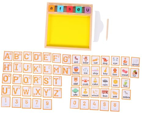 Yardwe Juguetes Educativos Montessori Para Escritura De Alfabeto Bandeja De Madera Tablero Sensorial Juguete De Escritorio Para Aprendizaje Casa y Jardín De Infancia