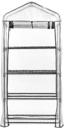 Invernadero Portátil 69x49x160 cm con 4 Baldas – Estructura de Acero y Cubierta de PE o PVC – Disponible en Verde, Blanco y Transparente – Ideal para Terrazas, Jardines y Balcones (Blanco)