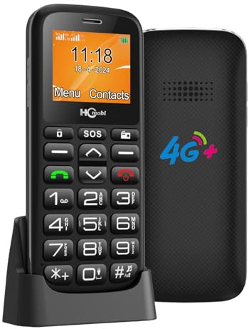 4G RS1 Senior Mobile Phone for elderly,Big Button Mobile Phone for Elderly,Unlocked basic mobile phone.Charging Cradle,SOS Button,1000mAh battery. (Matte black)