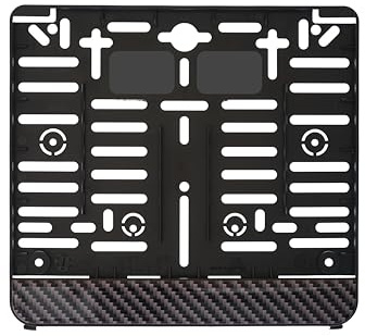 1x Kennzeichenhalter (Mit 3D Carbon Look Streifen) (Für at Österreich) für Kennzeichen im Format 210 x 170 mm 21 x 17 cm (für Motorrad Roller) (Mit 3D Carbon Look Streifen)