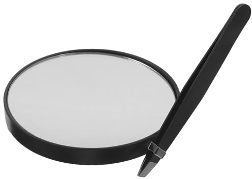 FONDOTIN Espejo de Maquillaje Portátil Negro con Aumento 30X Espejo de Viaje Compacto con Ventosa y Pinzas Incluidas Adecuado para Retoques Faciales en Casa y Viajes