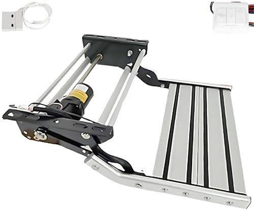 FgdVrelnor Elektrische Trittstufe Für Wohnwagen, Elektrische Einzeltrittstufe, 400 Kg Tragkraft, Aluminiumlegierung, 48,4 cm Hohe, rutschfeste Trittstufe, Led-Beleuchtung,Für Wohnmobile Und Wohnwagen