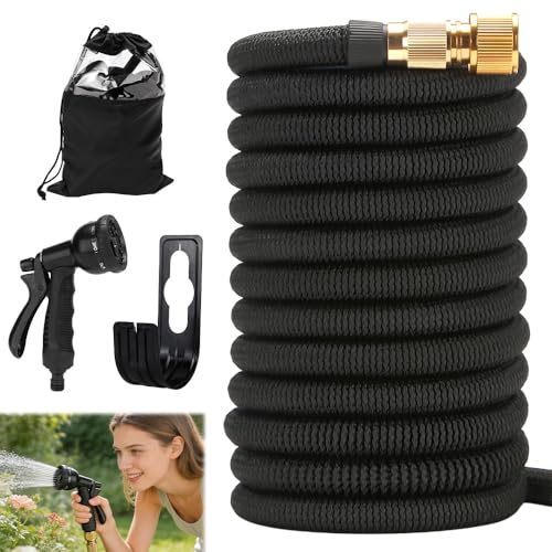 Flexibler Gartenschlauch, 30M/100FT Gartenschlauch Flexibel, Wasserschlauch Flexibel mit 8 Sprühfunktionen, Garden Hose 1/2 Zoll auf 3/4 Zoll, für Gartenbewässerung, Autowäsche,Haustierwäsche