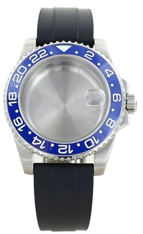 1st Silver Dykfodral for män for 40 mm GMT klockfodral Rem NH34 NH35 NH36 NH38 Miyota 8215 8205 Eta2824 Movement Safirkristall(NO.10 GMT-Blue,For NH35 NH36)