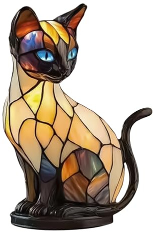 Genérico Lámpara De Gato,Iluminación LED Retro Con Resina 3D - Luz Nocturna Para Gatos - Para Guardería Dormitorio Sala De Estar Oficina En El Hogar Escritorio Repisa De Chimenea Fiesta Navideña Bar
