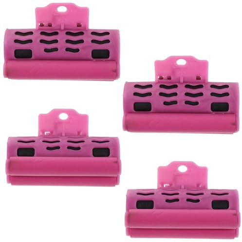FRCOLOR Lot de 4 Pinces à Bigoudis Chauffants Isolantes Thermiques en Plastique, 2 Grandes 2 Petites, Clip Anti-brûlure Alerte Visuelle de Chaleur pour Coiffage Sécurisé et Maintien
