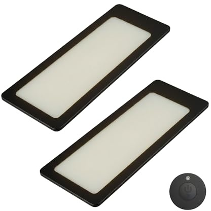 kalb | TooFlatXL LED Unterbauleuchten 1-4er Set mit MonoDot Funkschalter 12V 7W ultraflach 4mm mit XL Lichtfeld 155x55mm Plug&Play mit Netzteil Schwarz 3000K 4000K (2, Warmweiß)