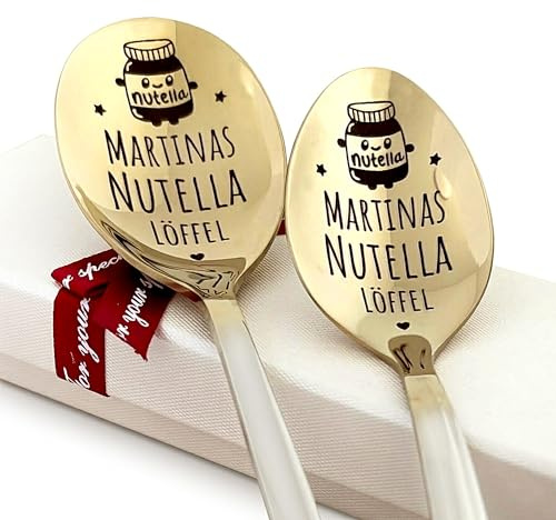 Gravierter Löffel - Personalisierter nutella Löffel für Schokocreme - Dessertlöffel mit Namen - Nutella Geschenk für Schokoliebhaber - Geburtstagsgeschenk - Gravur Wunschtext