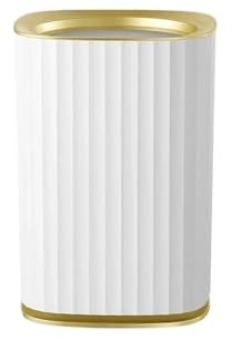 JIANBOHAIRS Waste Paper Basket Küchen-Mülleimer for Badezimmer, Schlafzimmer, Wohnzimmer, Büro, weiß mit goldenem Rand, Büro-Papierkorb, Mülleimer(15 L)