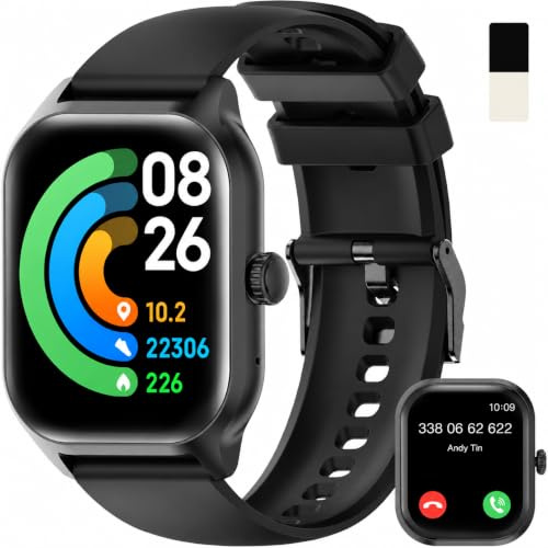 zaisia Smartwatch Herren Damen 2.01 Display Fitnessuhr Pulsuhr IP68 Wasserdicht (Schwarz)