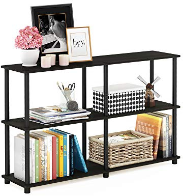 Furinno TURN-N-TUBE Storage Shelves, 3-Tier 47.4 Wide Book Shelf, Corner Shelf, Toolless Open Shelves, for Organization and Storage, Living Room, Garage, Home Office, Espresso