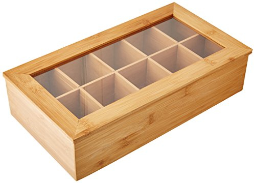 Kesper Teebox mit 10 Fächer Bambus braun, Maße: 36 x 20 x 9cm, 58901