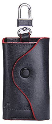Contacts Herren echtes Leder-Rindleder Designer-Schlüssel-Halter-Mappe,Schlüsselhaken Schlüsselmäppchen