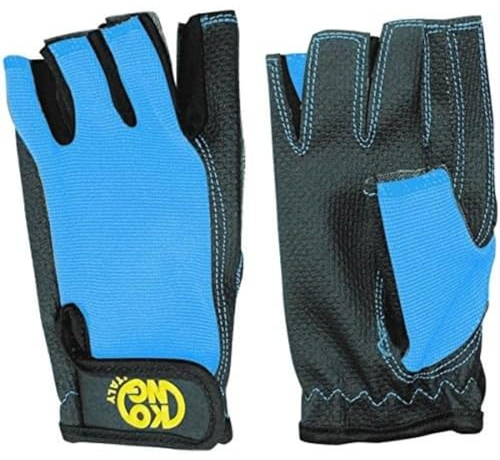 Kong. Pop Gloves. Guanti Elasticizzati Senza Dita. Via Ferrata, Parchi Avventura, Nautica. Presa Salda, Dorso Traspirante, Palmo Rinforzato. Blu e Nero. Taglia M