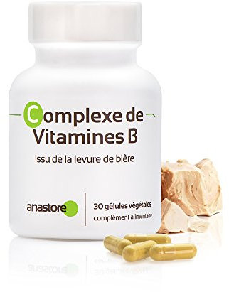 COMPLEXE DE VITAMINES B * 200 mg / 30 gélules * Vitamines B1, B2, B3, B5, B6, B8, B9 et B12 Issu de la levure de bière