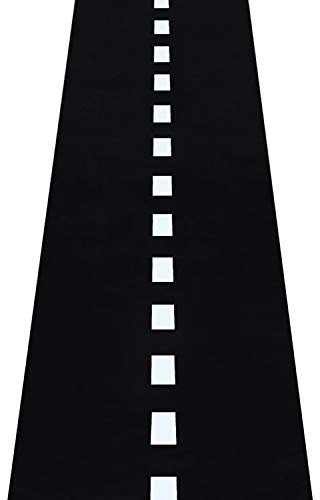 NOVELTY PLACE Racetrack Floor/Ground/Table Runner - 10 Ft x 2 Ft Black Race Track Running Mat - Sports Race Car Theme Party Entry Table Decorations