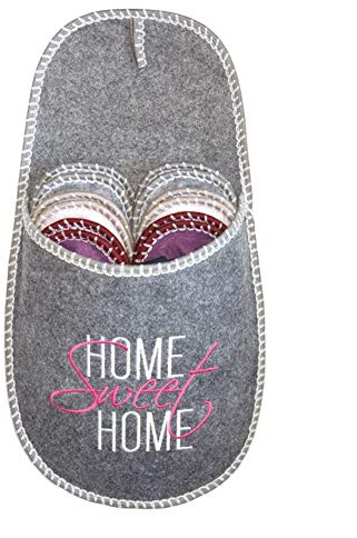 Lindong Weihnachten Filz Gästehausschuhe 6er Set Filzpantoffeln mit Antirutsch Sohle Unisex Größe 38/44 Passend für Viele Gäste (6-er Set 38/44 EU, Home)