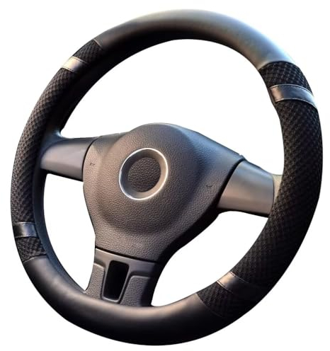 Pahajim Fundas para volante de automóvil, de piel sintética, transpirable, antideslizante, con curvas, deportivas, para hombres y mujeres (negro)