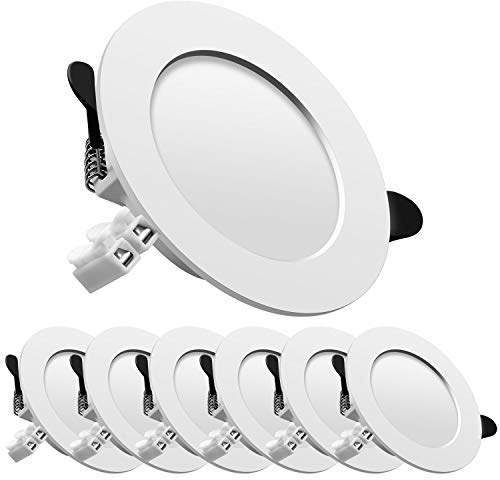 Tofisr Spot led encastrable, extra plat, encastré lampe plafonnier plat rond,7W 700lumen equivalent 70W incandescence, 230V, blanc neutre, pour salle de salon, cuisine, Lot de 6
