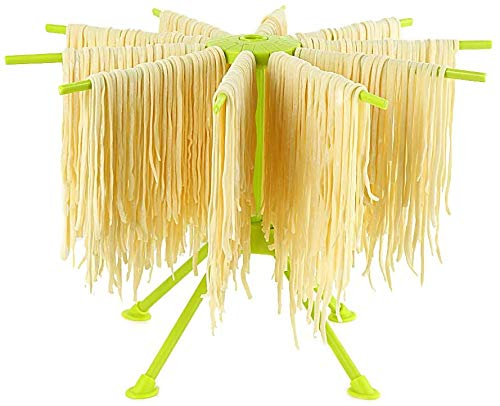 Ourokhome Séchoir à pâtes pliable en plastique avec 10 bras Vert