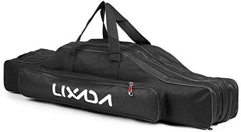 LIXADA 3 Couches Sac de Canne à pêche Canne Pliante Portable étui de Transport Moulinet de pêche Sac de Rangement étui