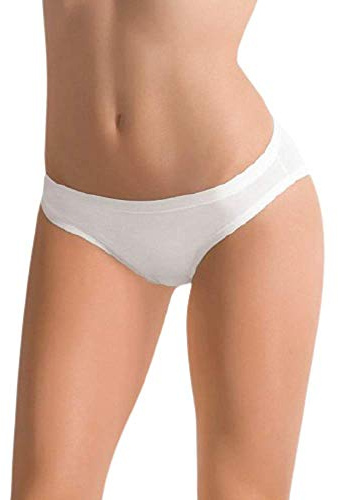 Lot de 6 mini slips à taille basse pour femme en coton bi-élastique Bords extra confortables 3362 - Blanc - XL