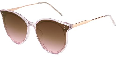 SOJOS Retro Runde Cateye Übergroße Sonnenbrille SJ2068 | UV400 Schutz Federscharnier Hochwertig Damen Vintage Rund