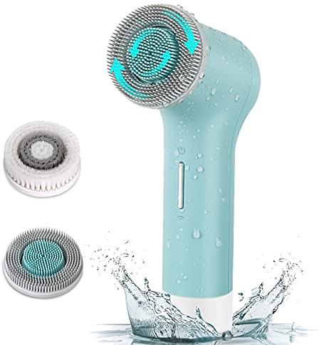 MYCARBON Elektrische Gesichtsreinigungsbürste IPX7 Wasserdicht Gesichtsbürste Wiederaufladbar 2500mAh USB-Akku Reinigungsbürste mit 2×360 ° Bürstenkopf für jeden Hauttyps Exfoliation, Tiefenreinigung