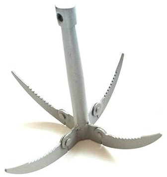 FISHING POND WEED RAKE FOLDING GRAPPLING HOOK SICKLE REMOVER TACKLE TOOLS,Silver