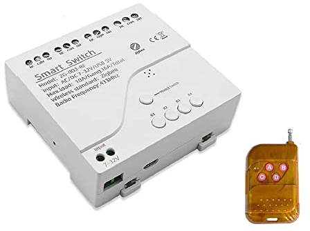 MHCOZY Commutateur de relais intelligent sans fil ZigBee Relais de contact propre, fonctionne avec Tuya ZigBee Hub Alexa Google Home (Zigbee Hub requis) (5-32V 4 channel)