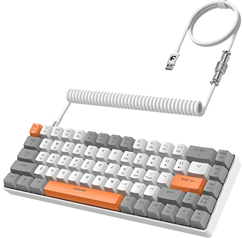 YINDIAO ZIYOULANG T8 60% Tastiera da Gioco,68 Tasti Tastiera Meccanica Cablata Compatta,18 Chroma RGB Retroilluminato,Interruttore Rosso,Cavo USB C A Spirale,per PC,Mac,PS4 -Grigio Chiaro