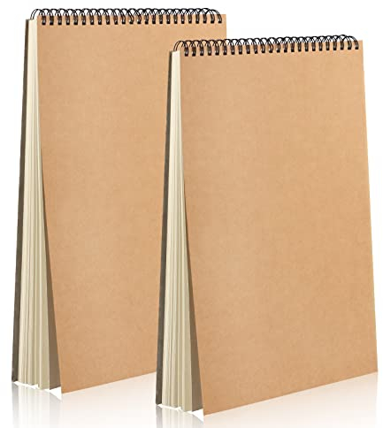 talifoca 2PCS Skizzenbuch A4, Skizzenblock Zeichenblock mit Spiralbindung, 60 Seiten/30 Blätter Blanko Skizzenbuch und Hardcover Kunstbuch für Künstler Erwachsene Kinder Bürobedarf & Schreibwaren