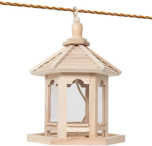 LOSOO Vogelhaus, Vogelfutterstation, Vogelfutterhaus-Futterhaus Vögel Hängend, Vogelbeobachter Gartendekoration, 25x20x20c Aus