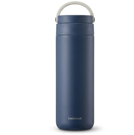 LocknLock Metro tvåvägs tumlare marinblå 16 uns, BPA-fri dubbelvägg rostfritt stål vakuumisolerad glas med läckagesäkert lock och handtag, termisk resevattenflaska