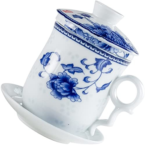 HEMOTON Tasse à Thé Chinoise Kung Fu Filtre à Thé Inclus Soupière Céramique Classique Vintage Design Simple Et Pratique