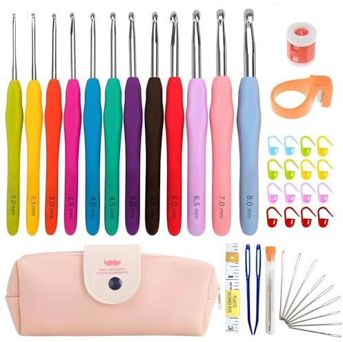 45-delar kit med virknålar, markörer, måttband - Knitting Kit
