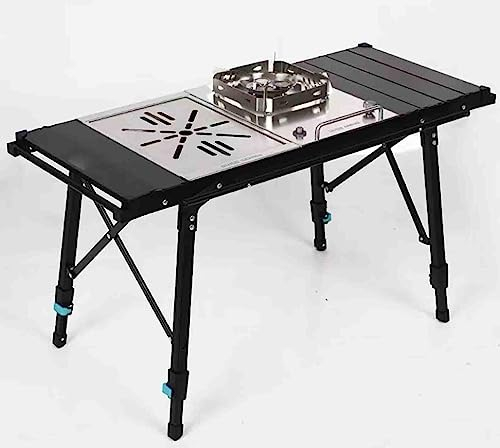 PRUJOY Station de Cuisine extérieure en Alliage d'aluminium, Table Pliante en Rouleau d'œufs, Table de Pique-Nique de Camping, Table de Cuisine Mobile avec Sac de Rangement