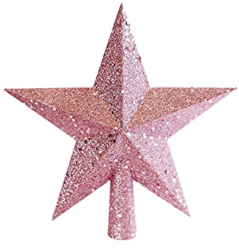Rosa Weihnachtsbaumspitze Stern, Mini Baumspitze Stern, Weihnachtsbaum Stern, Baumspitze Beleuchteter Stern Glitzernder Metall Baumspitze Stern, Weihnachtsbaumspitzen Stern für (Pink, One Size)